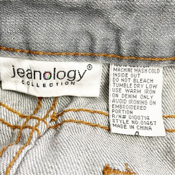 Vintage Jeanology Denim Maxi Skirt Boho Embroidered Mermaid Hem Gray Wash Size 4 - Picture 8 of 11